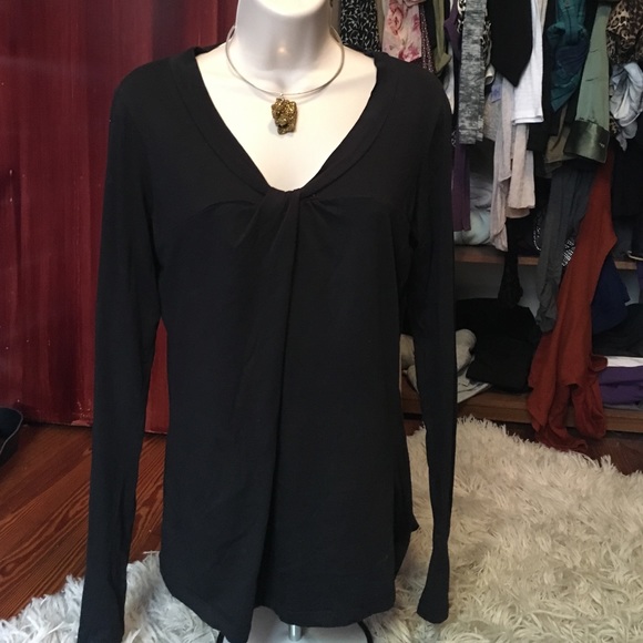 Black draped cotton shirt