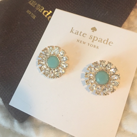 kate spade earrings. estate garden. clear mint