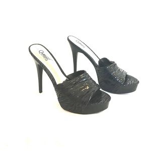 5inch black strapless stilettos