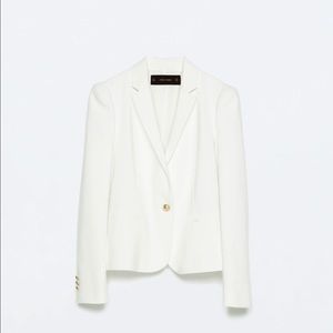Zara White Gold Button Blazer