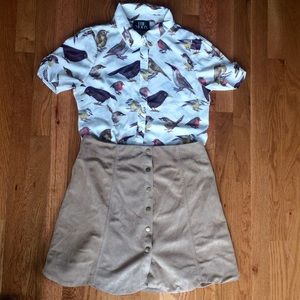 Fall Button Down Suede Skirt