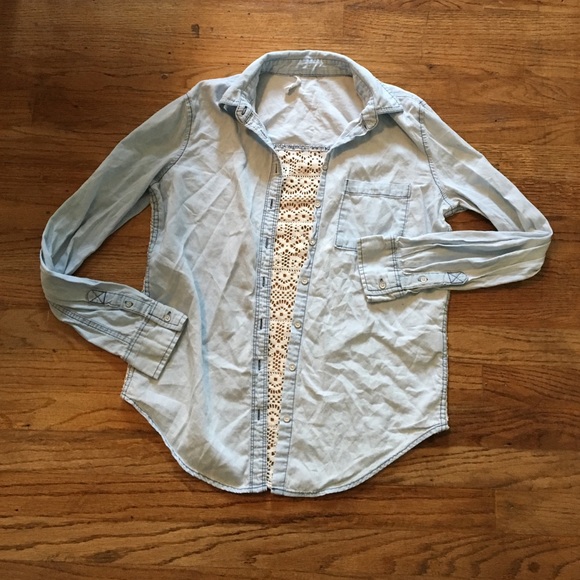 Aeropostale jean and lace button up.