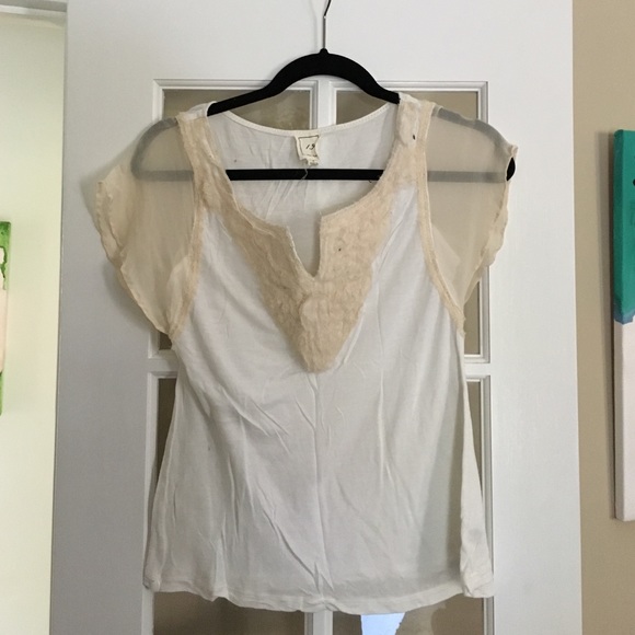 Anthropologie White and cream top