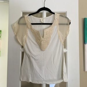 Anthropologie White and cream top