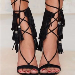 Schutz Kija Fringe Suede Heel