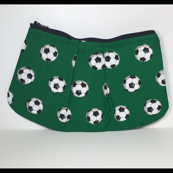 Soccer Ball Pleated Zippered Pouch Bag