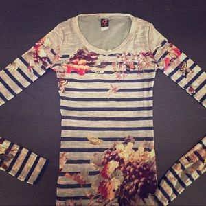 Jean Paul Gautier stripe&flower printed tunic