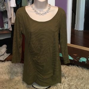 Green jungle striped green boutique shirt.