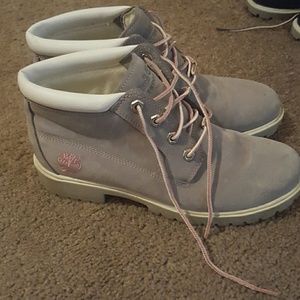 Women's Grey, white and pink Timberland ankle boot