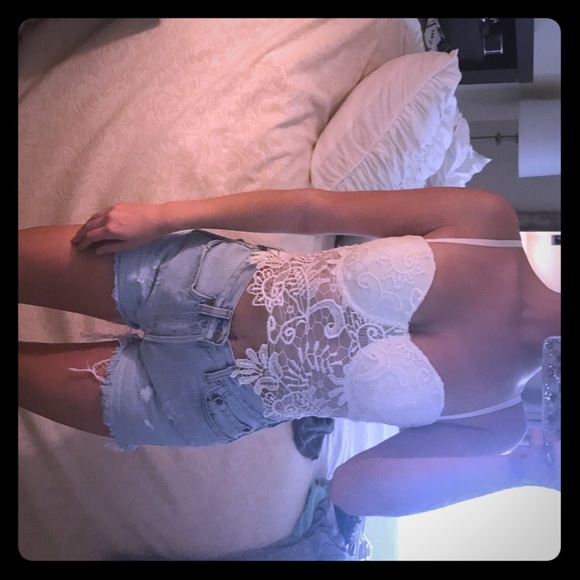 BEBE lace crop top/bustier