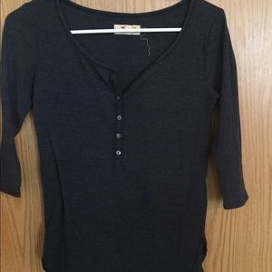 Hollister Blue button up 3/4 sleeve top