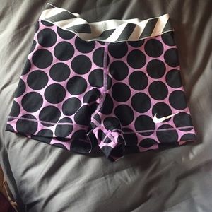 purple polka dot Nike spandex shorts