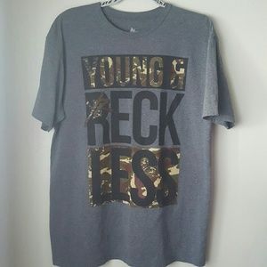 Men's young and reckless camo print tee