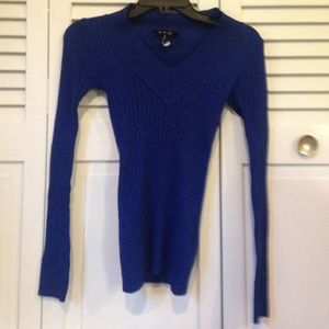 Sparkly blue v neck sweater