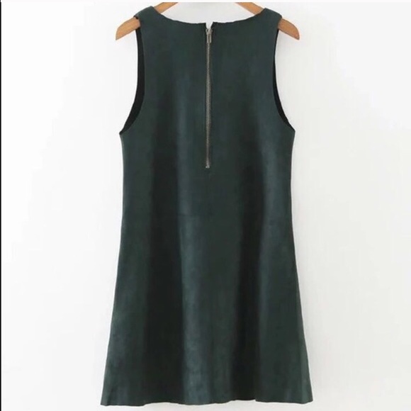 🚨NEW🚨V neck Suede Dress (Green) - Picture 2 of 5