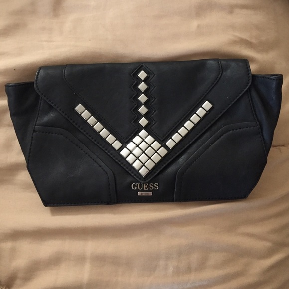 Black Guess Clutch with silver studs - Picture 1 of 4