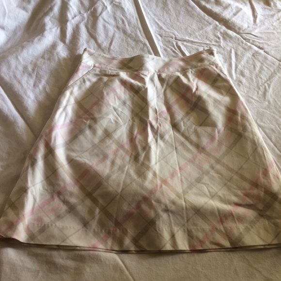 Burberry white pink stripe tartan skirt