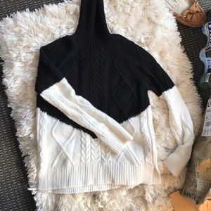 TOPSHOP turtleneck sweater black/white