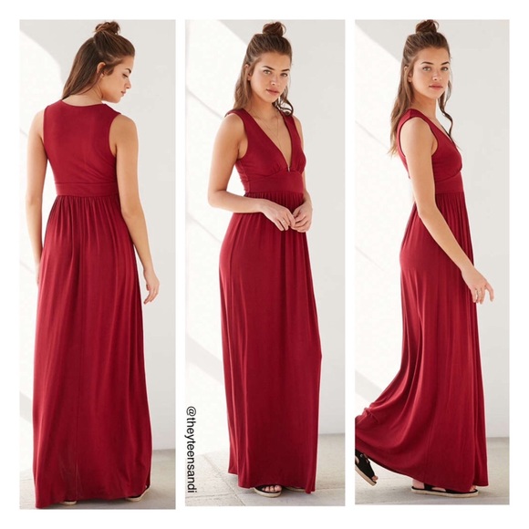 Urban Outfitters Deep-V Empire Waist Maxi Dress - Picture 2 of 2