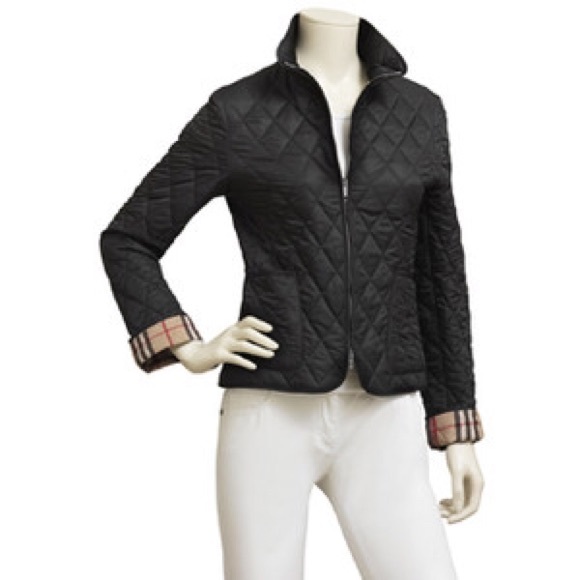 Burberry Zip Front Fitted Quilted Jacket