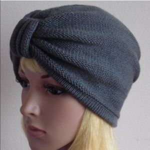 NWT: Handmade Gray Turban Beanie