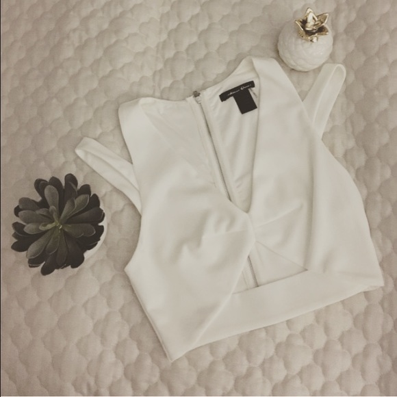 White Triangle cut crop top