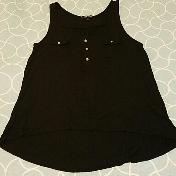 Black flowy high low tank top