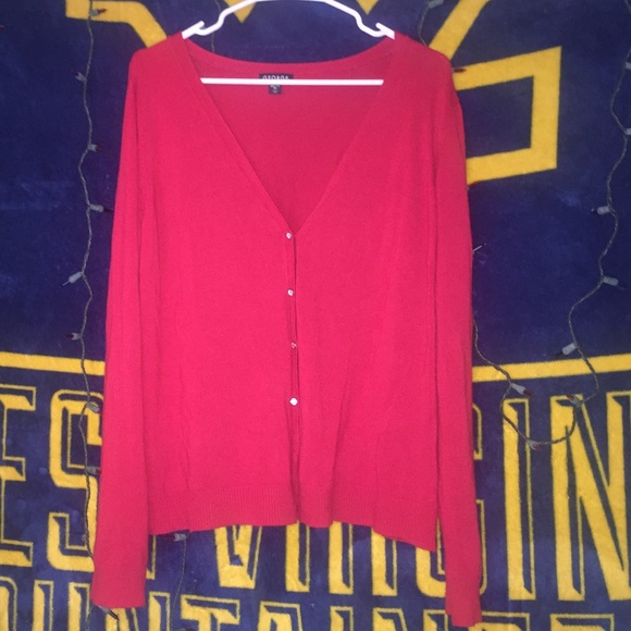 Red cardigan