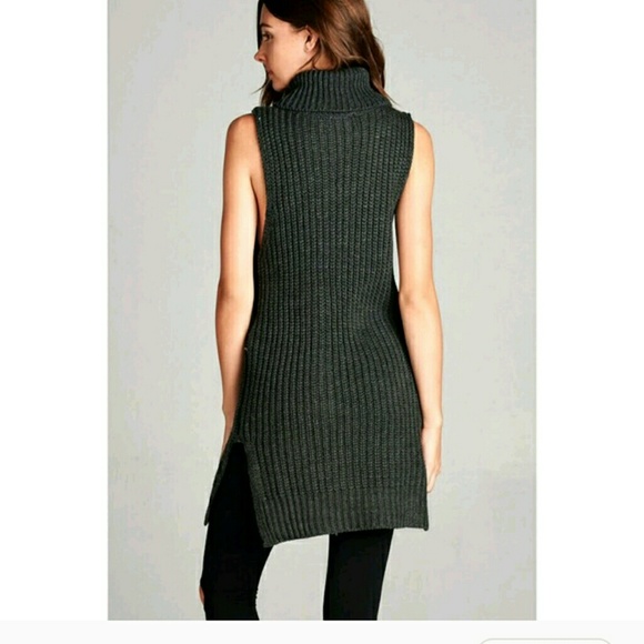 Sleeveless cowl neck long cardigan top - Picture 3 of 3