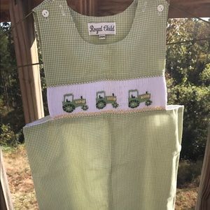 Royal Child, green smocked 24months romper; New