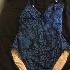Blue one piece swimsuit