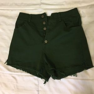 High Waisted Army Green Shorts