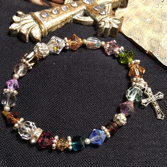 Sterling silver & multicolor Crystal bracelet