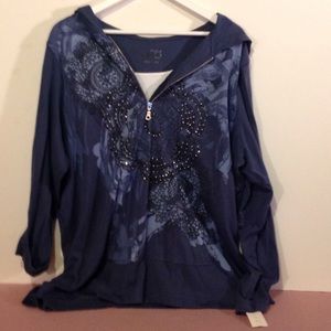 Style & co hoodie sport top NEW blue 3X