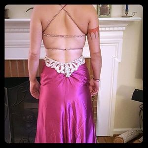 Magenta open back prom gown size 8
