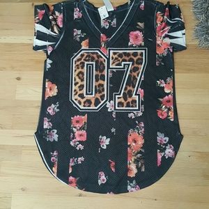 Floral mesh jersey shirt