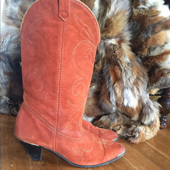 Vintage western orange cowboy boots - Picture 1 of 3
