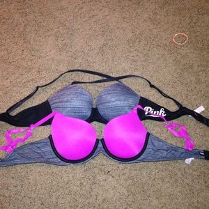 Two PINK BRAS