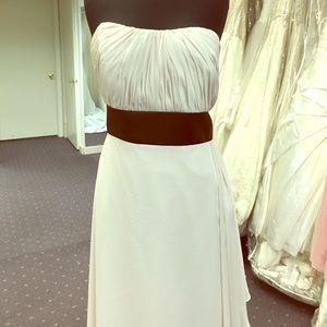 Ivory and chocolate brown gown