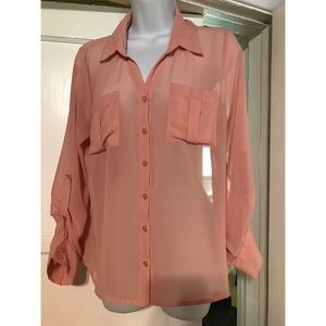 Sheer Long sleeve button up