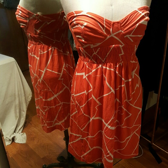 Orange strapless dress