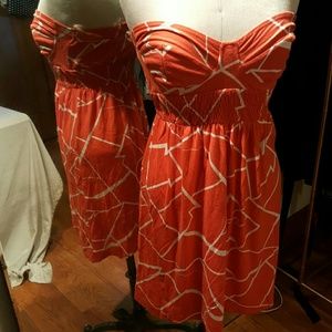 Orange strapless dress