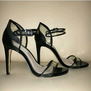 BCBG Clear One-Strap Heels