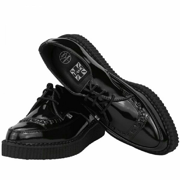 T.U.K. Black Patent Leather Lace Up Creeper