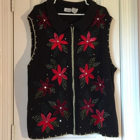 White Stag sequin and beads collared vest