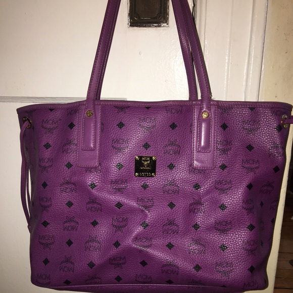 purple mcm bag