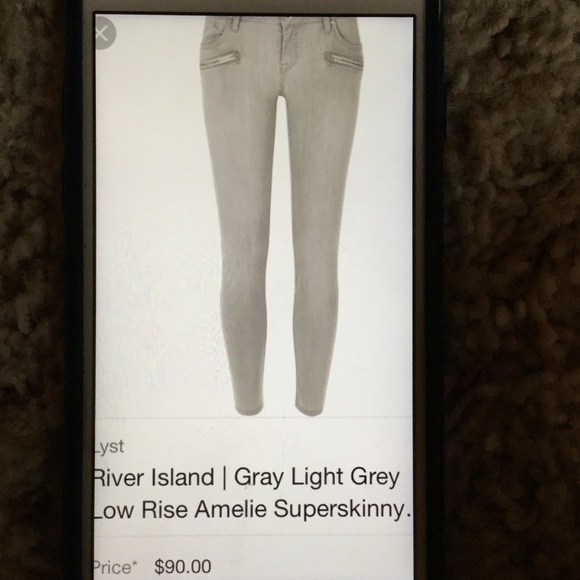River island grey jeans with zipper detail