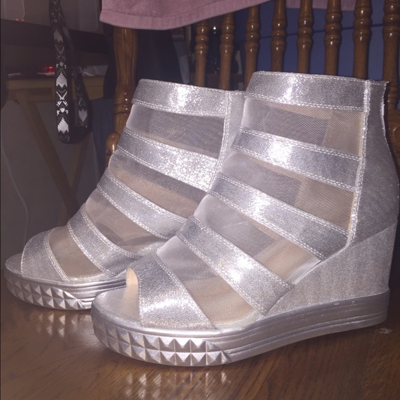 Silver Wedge Shoes