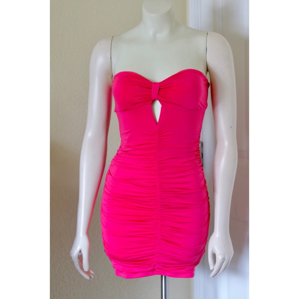 Forever 21 Ruched Hot Pink Dress