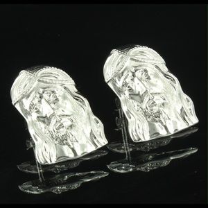 Designer Jesus Face Earrings Sterling Silver New